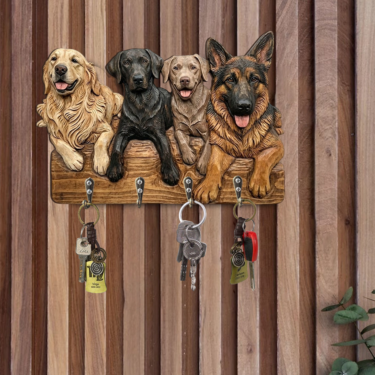 Personalisierter Willkommensgruß mit Hundemotiv nach Foto – Individuell gestalteter Hängeständer in Hundeform