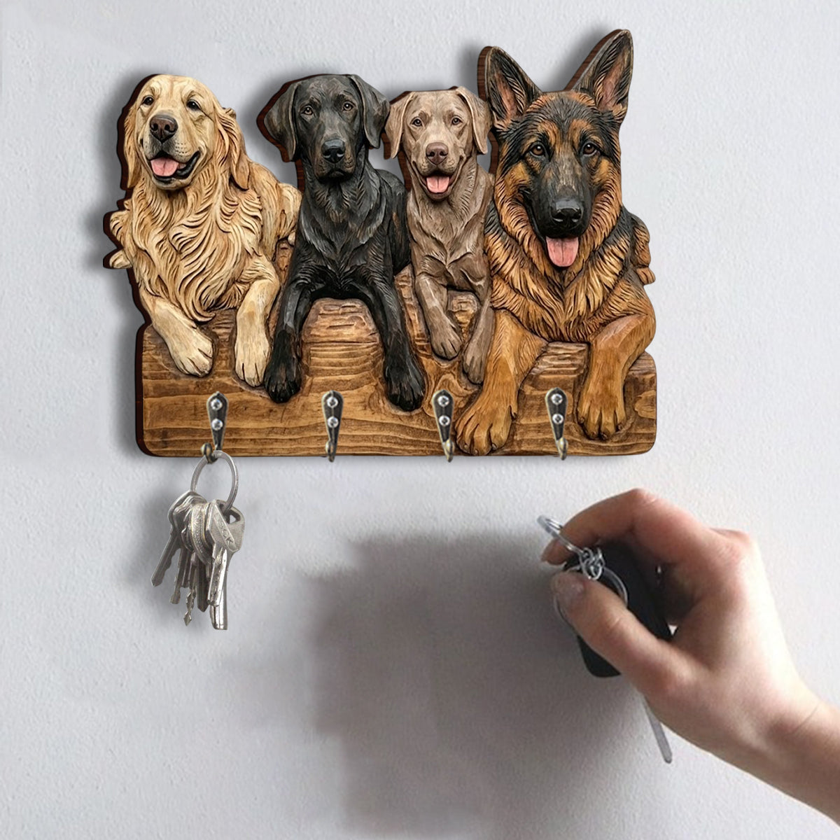 Personalisierter Willkommensgruß mit Hundemotiv nach Foto – Individuell gestalteter Hängeständer in Hundeform