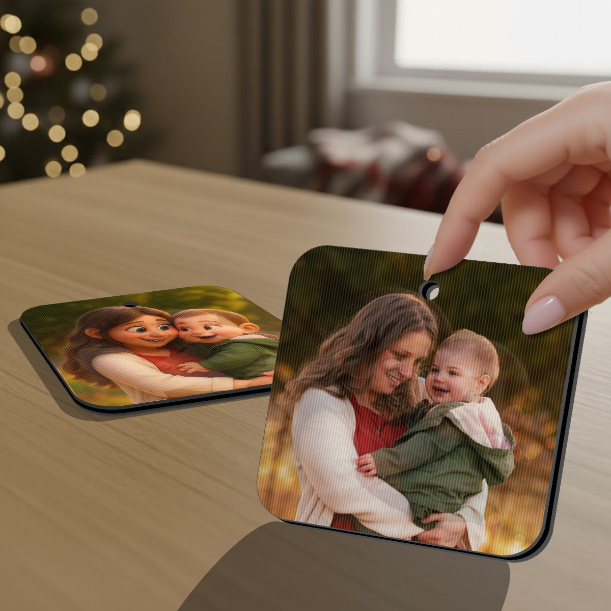Famille heureuse - Ornement lenticulaire personnalisé pour la famille
