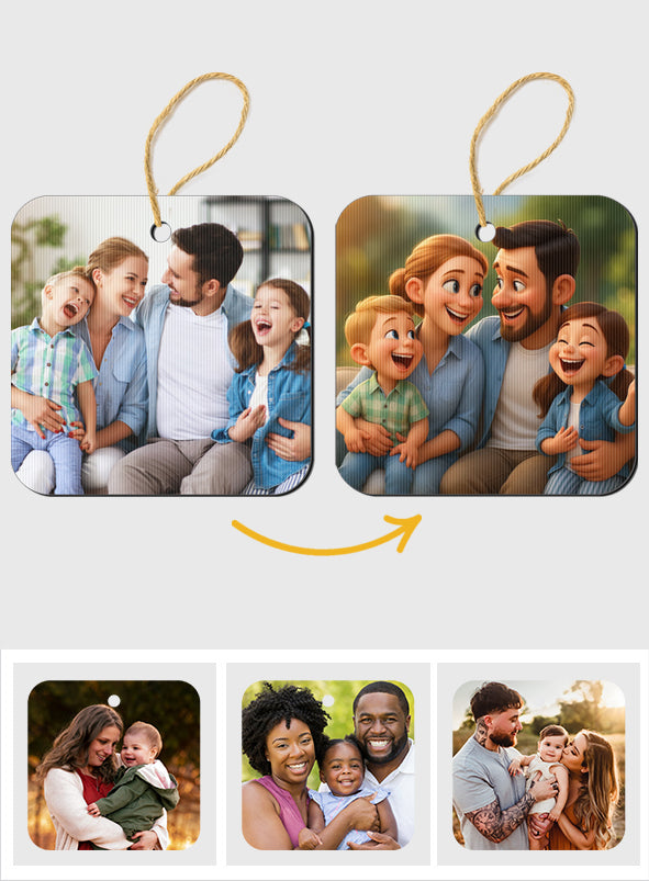 Famille heureuse - Ornement lenticulaire personnalisé pour la famille