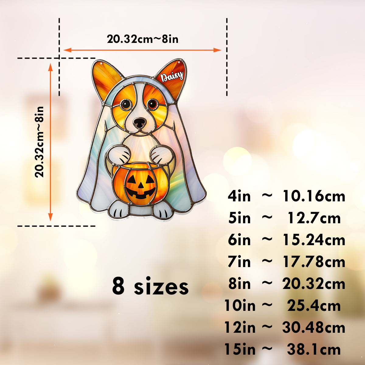 Hallo Herbst – Personalisierter Hunde-Fensterhänger als Sonnenfänger