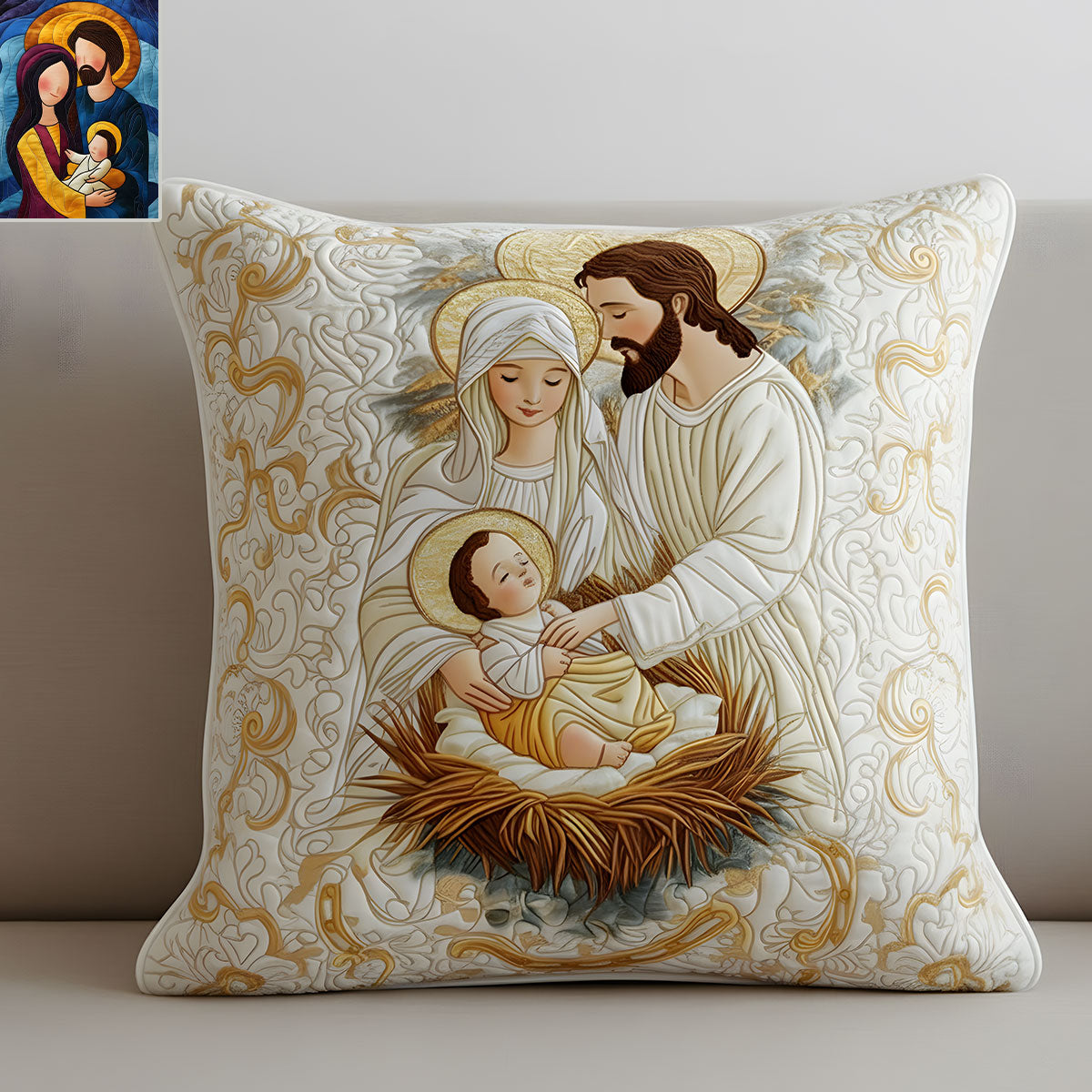 Coussin décoratif chrétien personnalisé Bethléem Starlight
