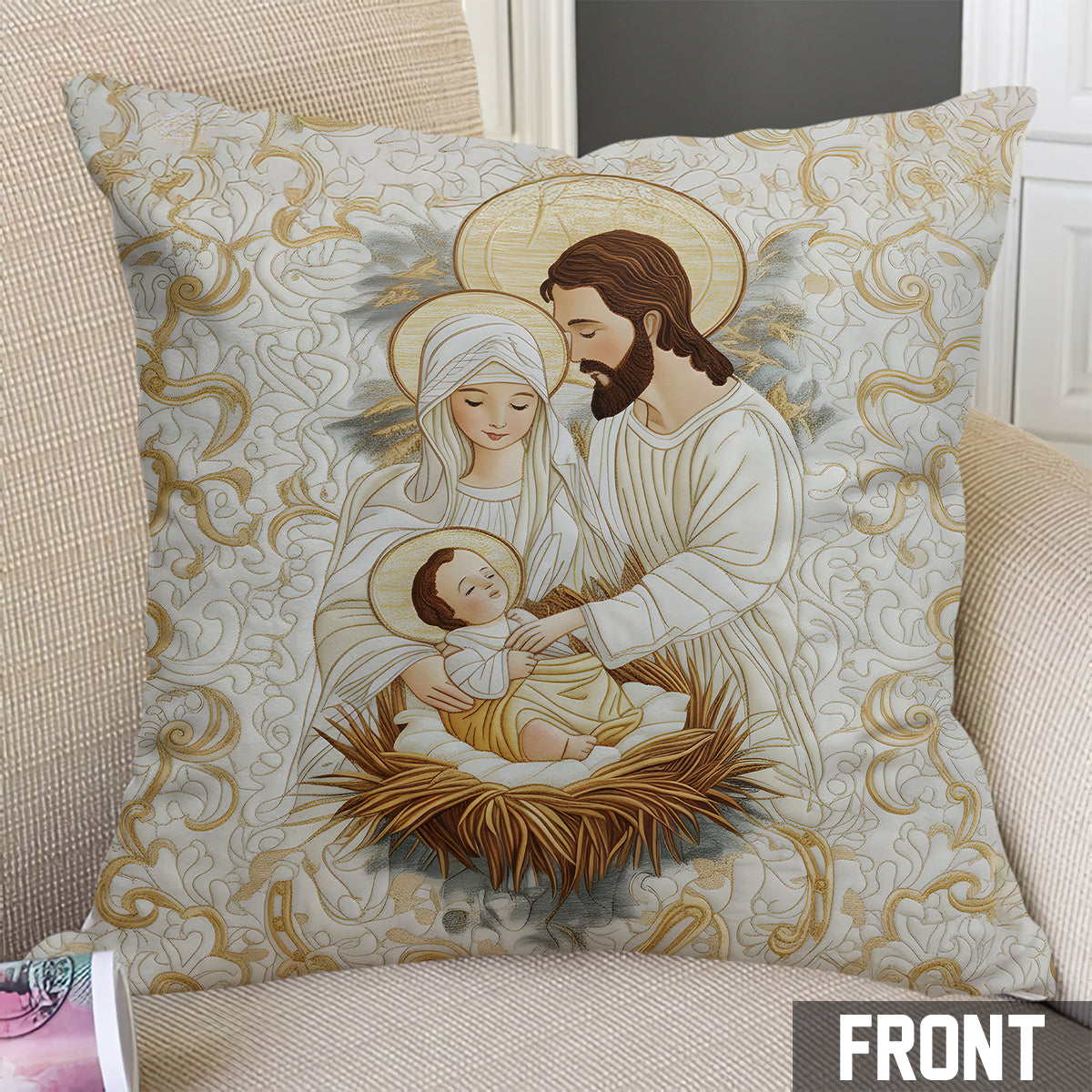 Coussin décoratif chrétien personnalisé Bethléem Starlight