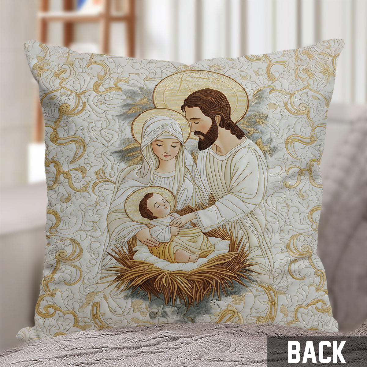 Coussin décoratif chrétien personnalisé Bethléem Starlight