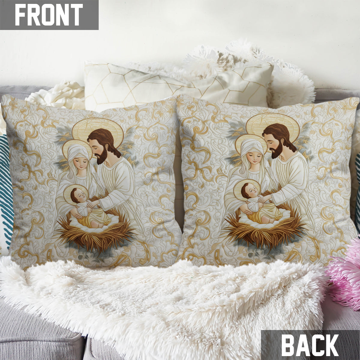 Coussin décoratif chrétien personnalisé Bethléem Starlight