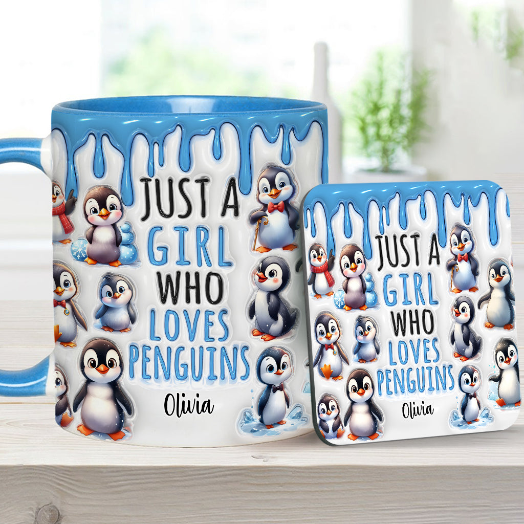 Personalisierte Tasse für ein Mädchen, das Pinguine liebt