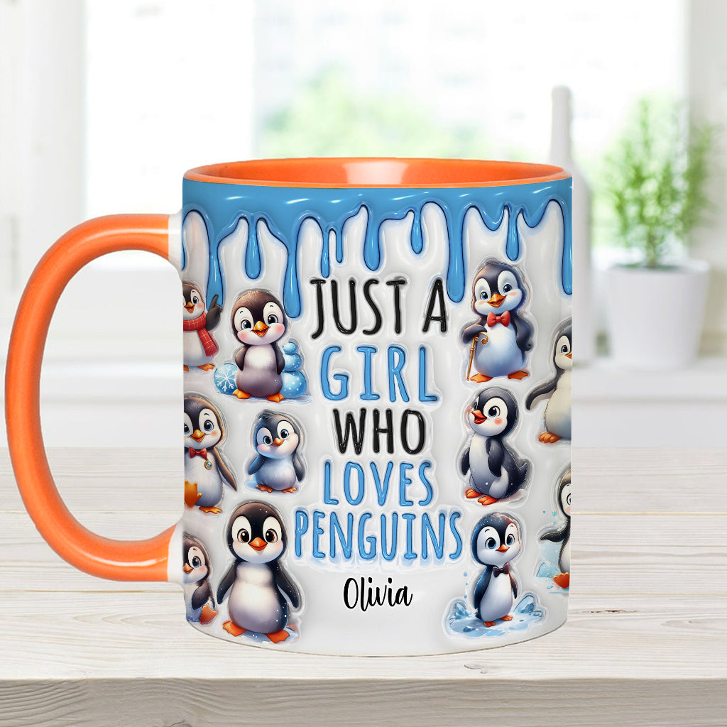 Personalisierte Tasse für ein Mädchen, das Pinguine liebt
