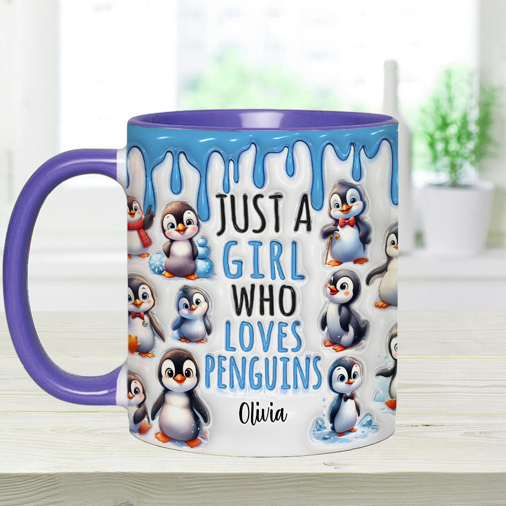Personalisierte Tasse für ein Mädchen, das Pinguine liebt
