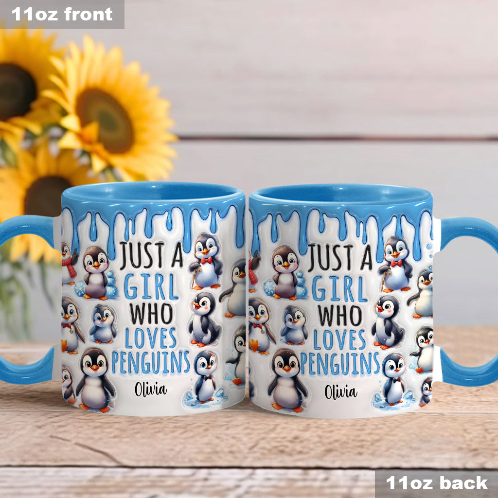 Personalisierte Tasse für ein Mädchen, das Pinguine liebt