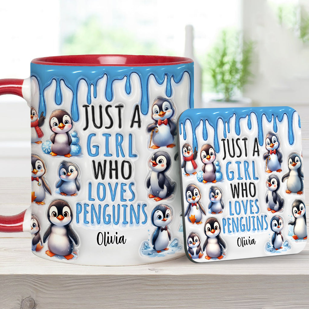 Personalisierte Tasse für ein Mädchen, das Pinguine liebt