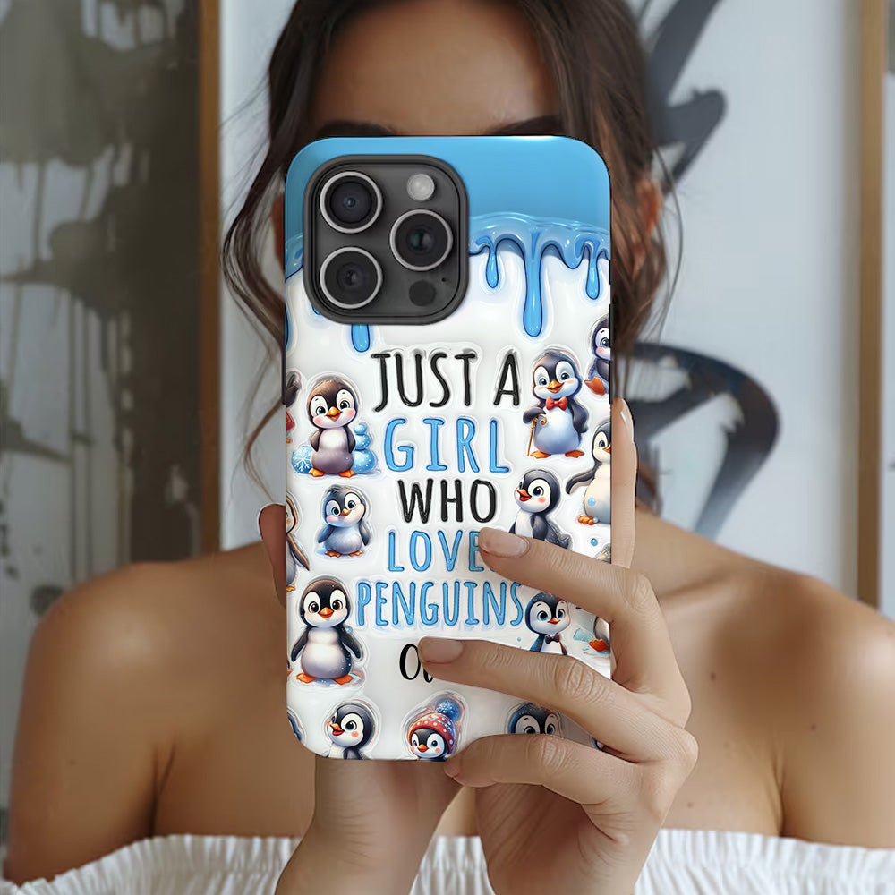 Juste une fille qui aime les pingouins - Coque de téléphone personnalisée avec impression intégrale « Amoureuse des pingouins »