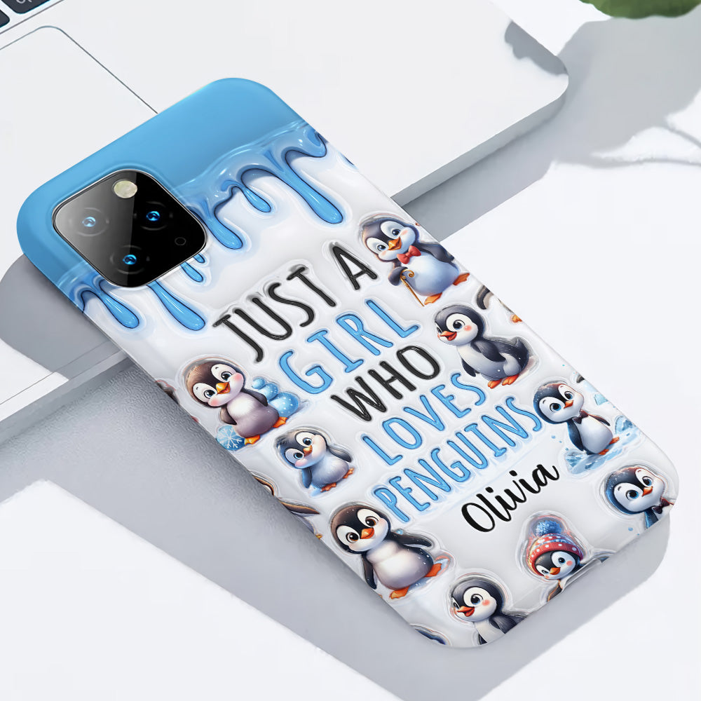 Juste une fille qui aime les pingouins - Coque de téléphone personnalisée avec impression intégrale « Amoureuse des pingouins »
