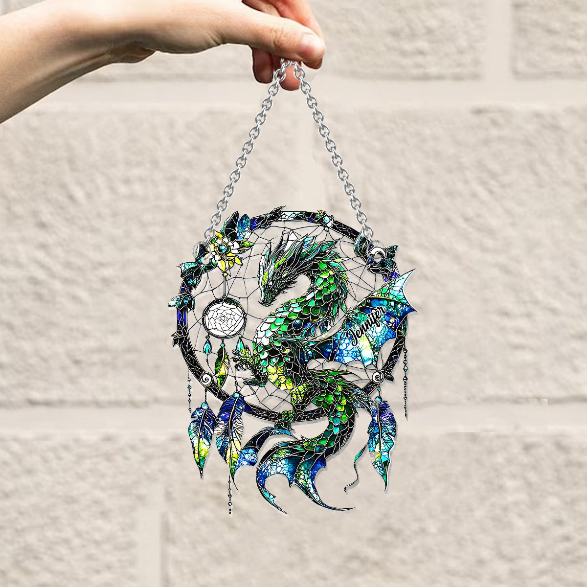 Mystischer Drache – Personalisierter Drachen-Fensterhänger als Sonnenfänger 