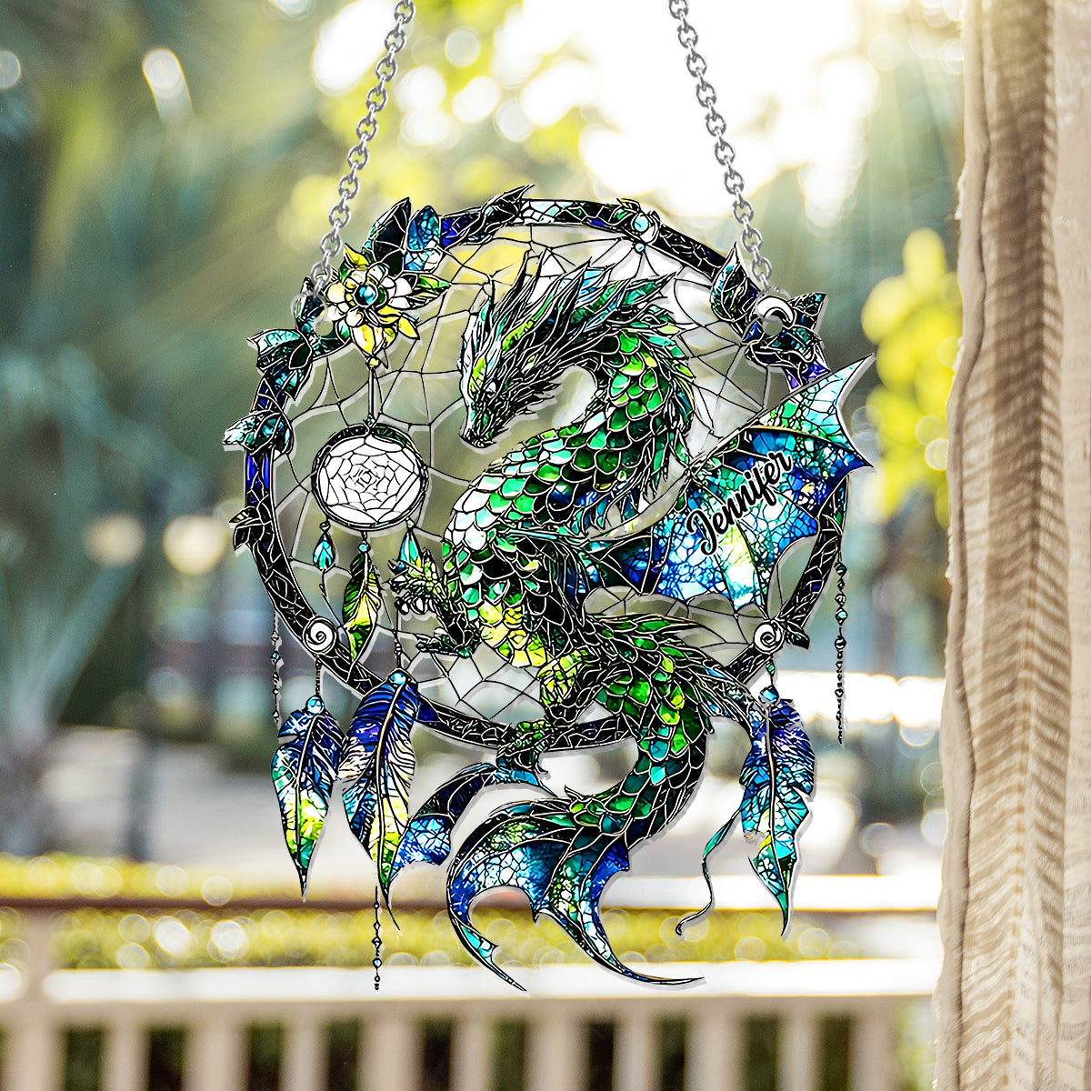 Mystischer Drache – Personalisierter Drachen-Fensterhänger als Sonnenfänger 