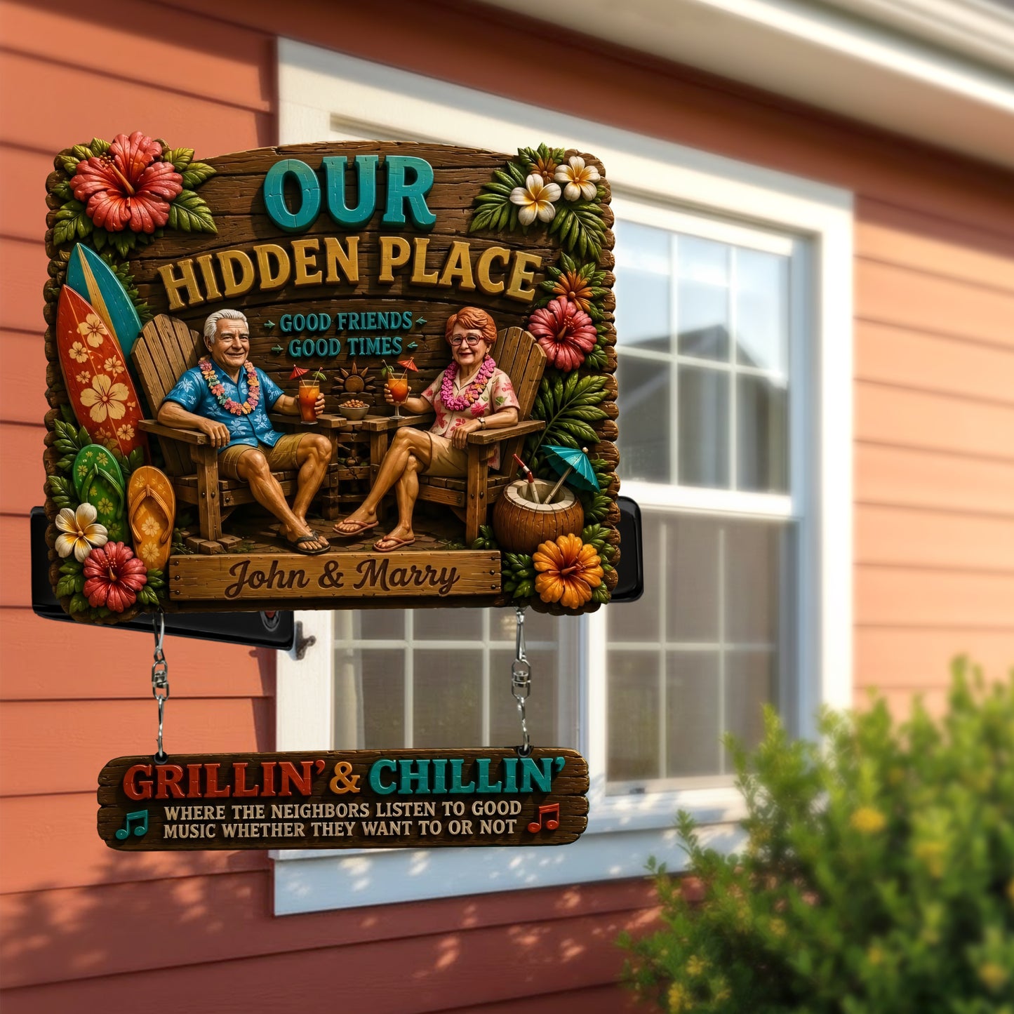 Willkommen an unserem Pool, Poolschild - Personalisierte Holz-Wandschilder