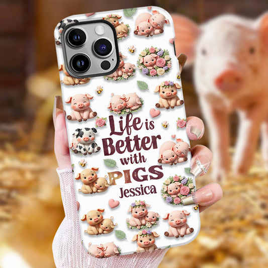 Juste une fille qui aime les cochons - Coque de téléphone personnalisée avec impression intégrale pour les amoureux des cochons