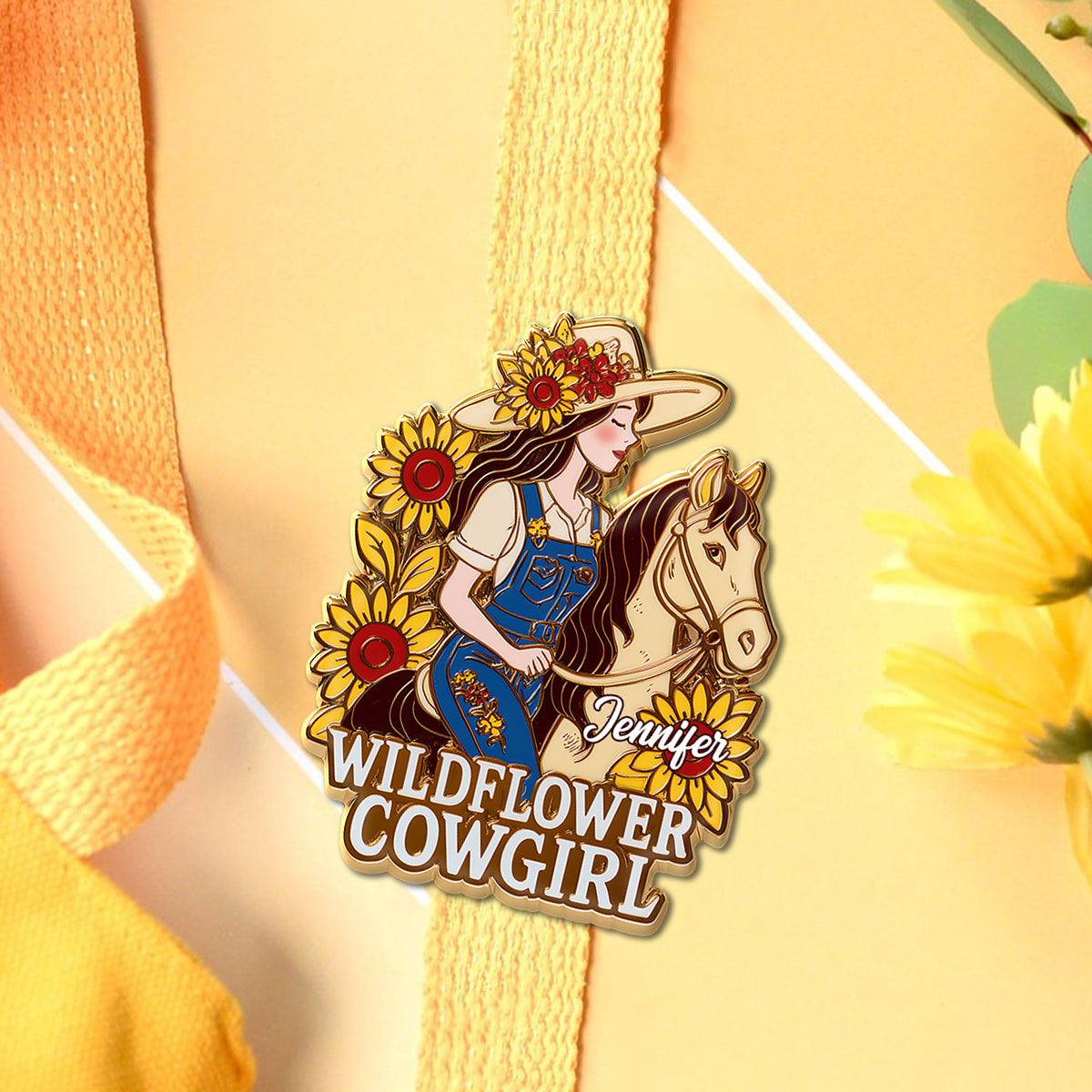 Cowgirl Wildflower – Personalisierte Cowgirl-Anstecknadel