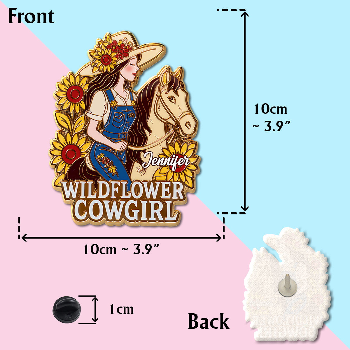Cowgirl Wildflower – Personalisierte Cowgirl-Anstecknadel
