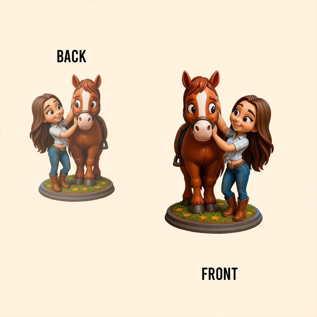 Plaque acrylique personnalisée en forme de cheval, style cartoon - J'adore les chevaux