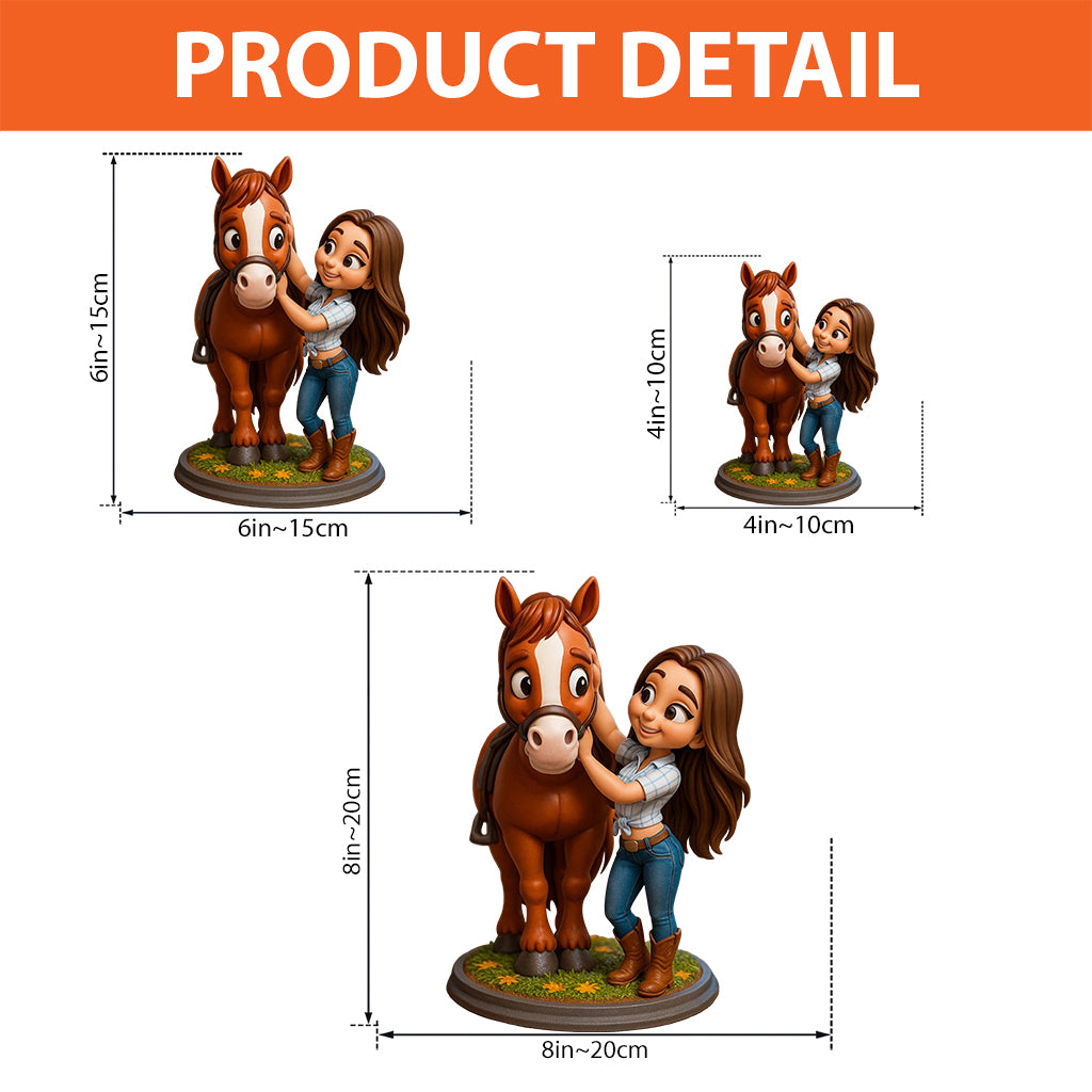 Plaque acrylique personnalisée en forme de cheval, style cartoon - J'adore les chevaux