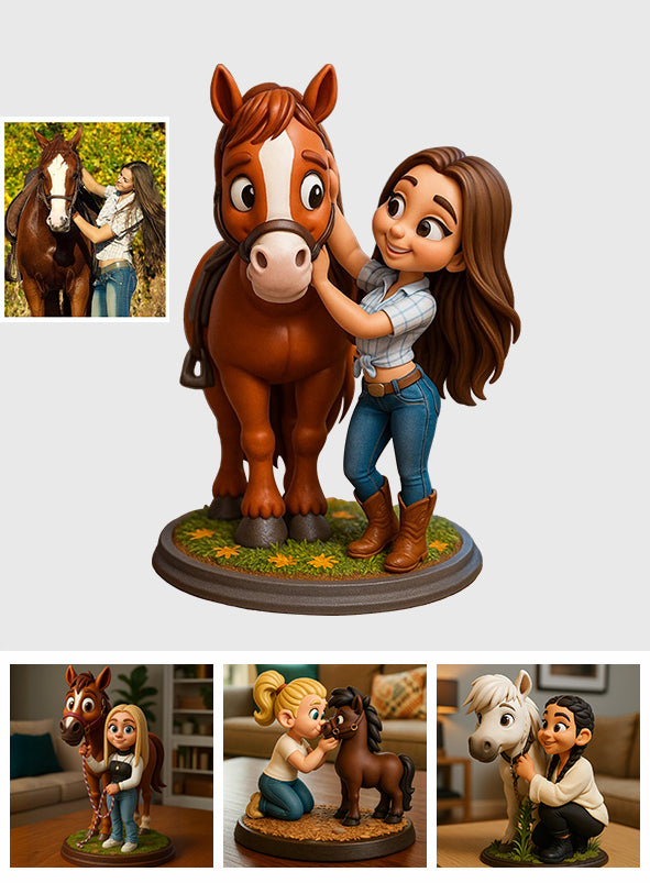 Plaque acrylique personnalisée en forme de cheval, style cartoon - J'adore les chevaux