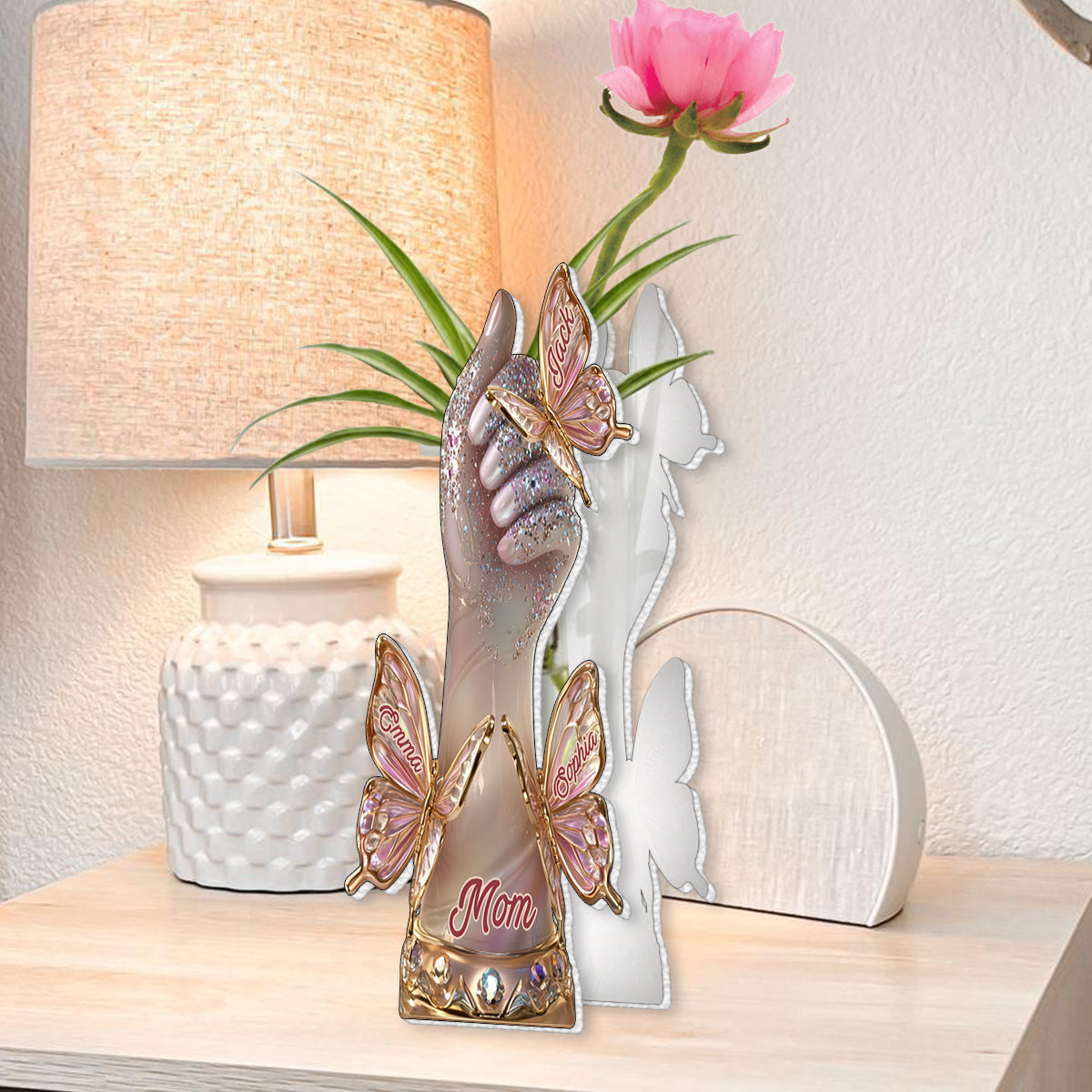 The Love Of The Mother & Her Kids - Personalized Mother Custom Shape Acrylic Flower Vase