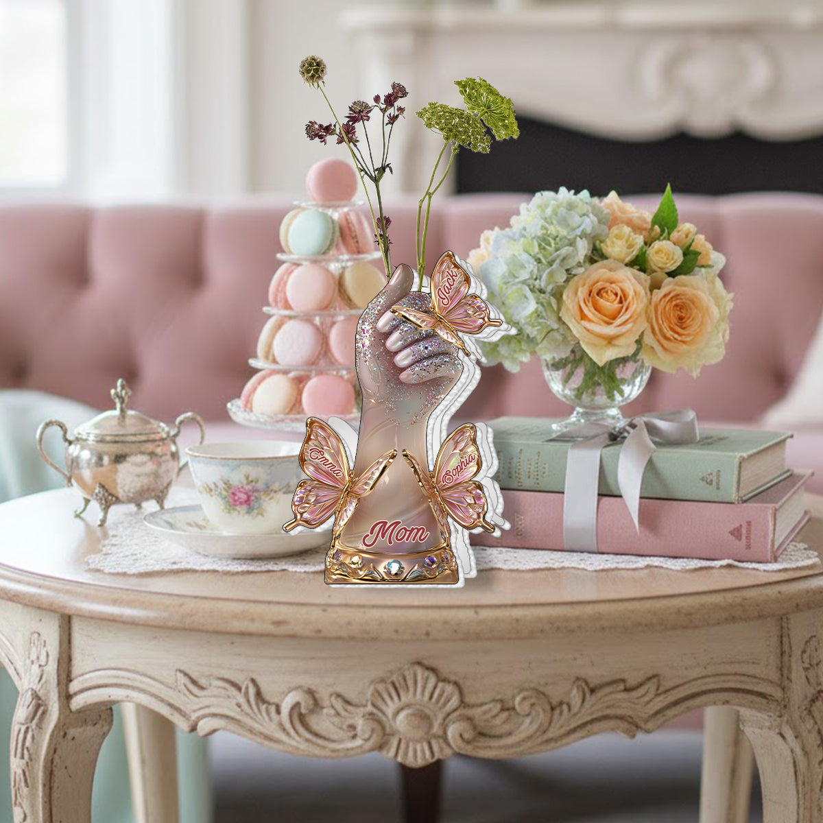 The Love Of The Mother & Her Kids - Personalized Mother Custom Shape Acrylic Flower Vase