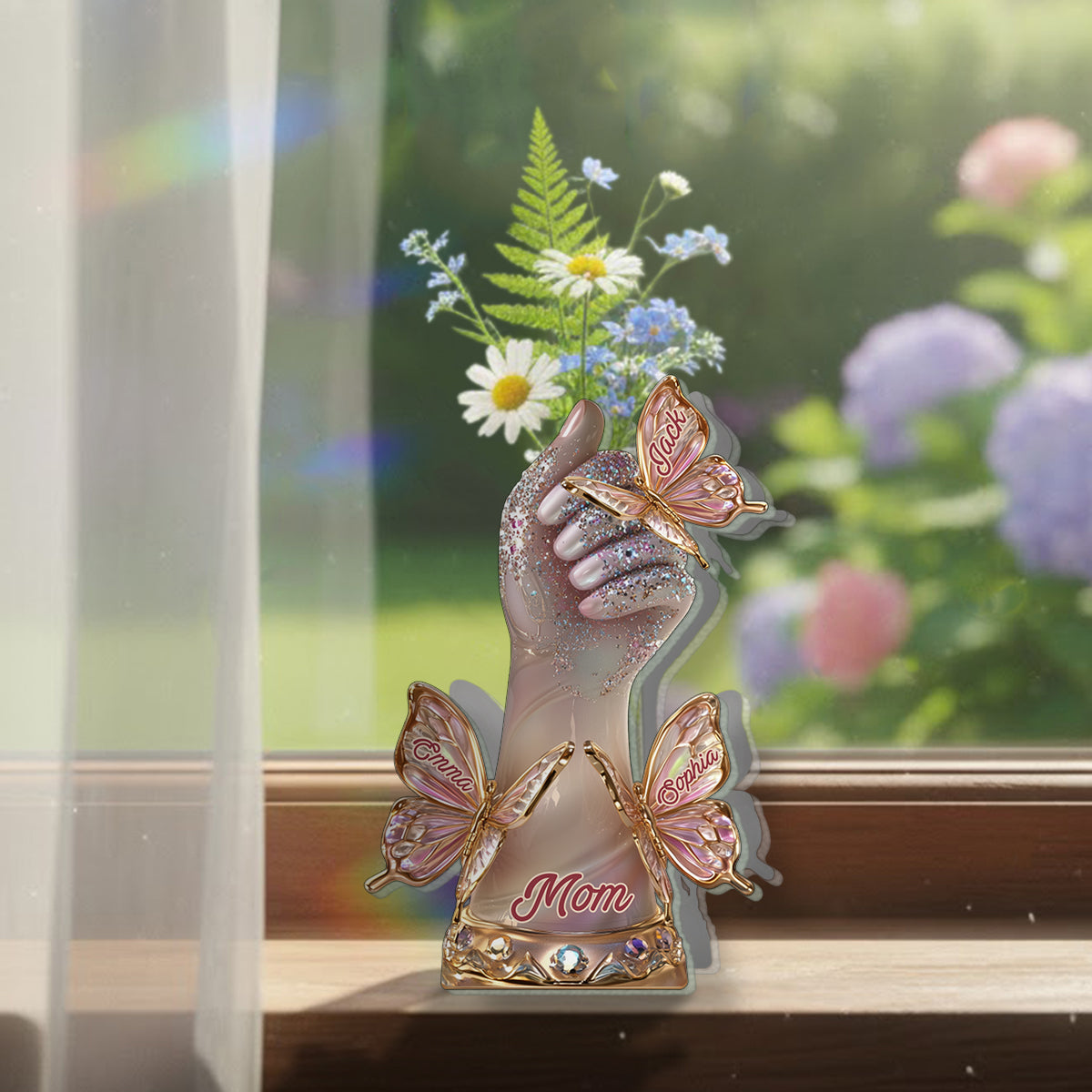 The Love Of The Mother & Her Kids - Personalized Mother Custom Shape Acrylic Flower Vase