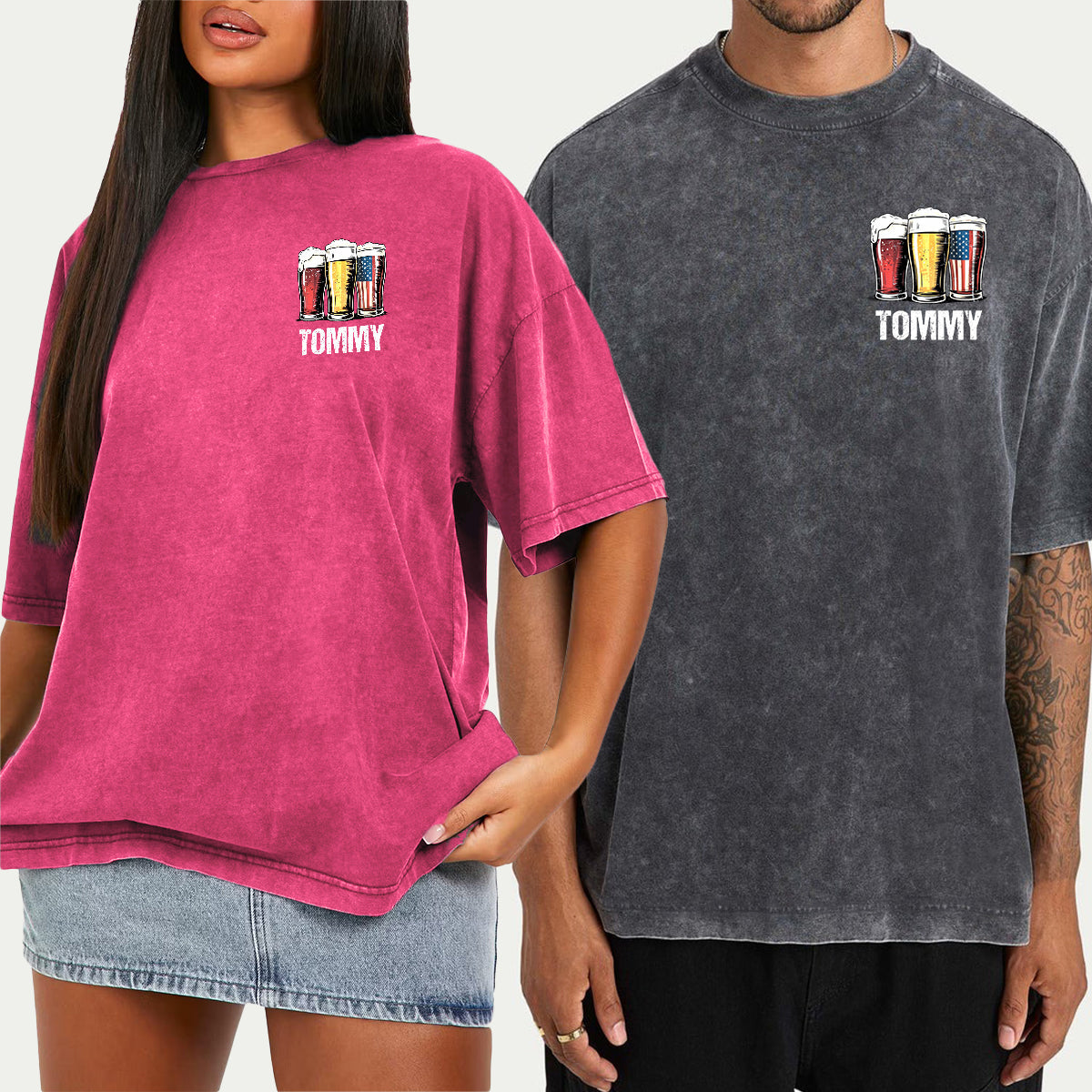 Rot, Weiß & Bier – Personalisiertes Bierwasch-T-Shirt