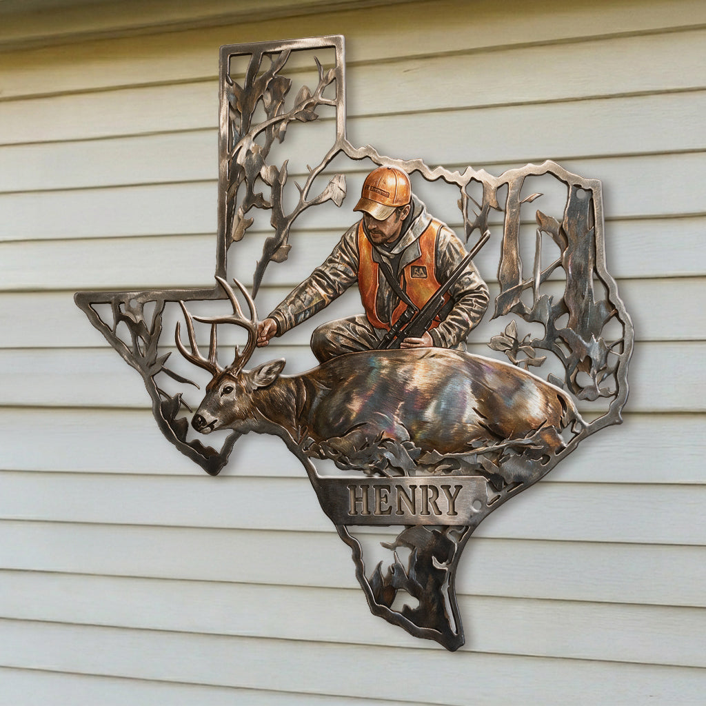 US State Hunting Metal Sign - Personalized Hunting 3D Printed Cut Metal Sign