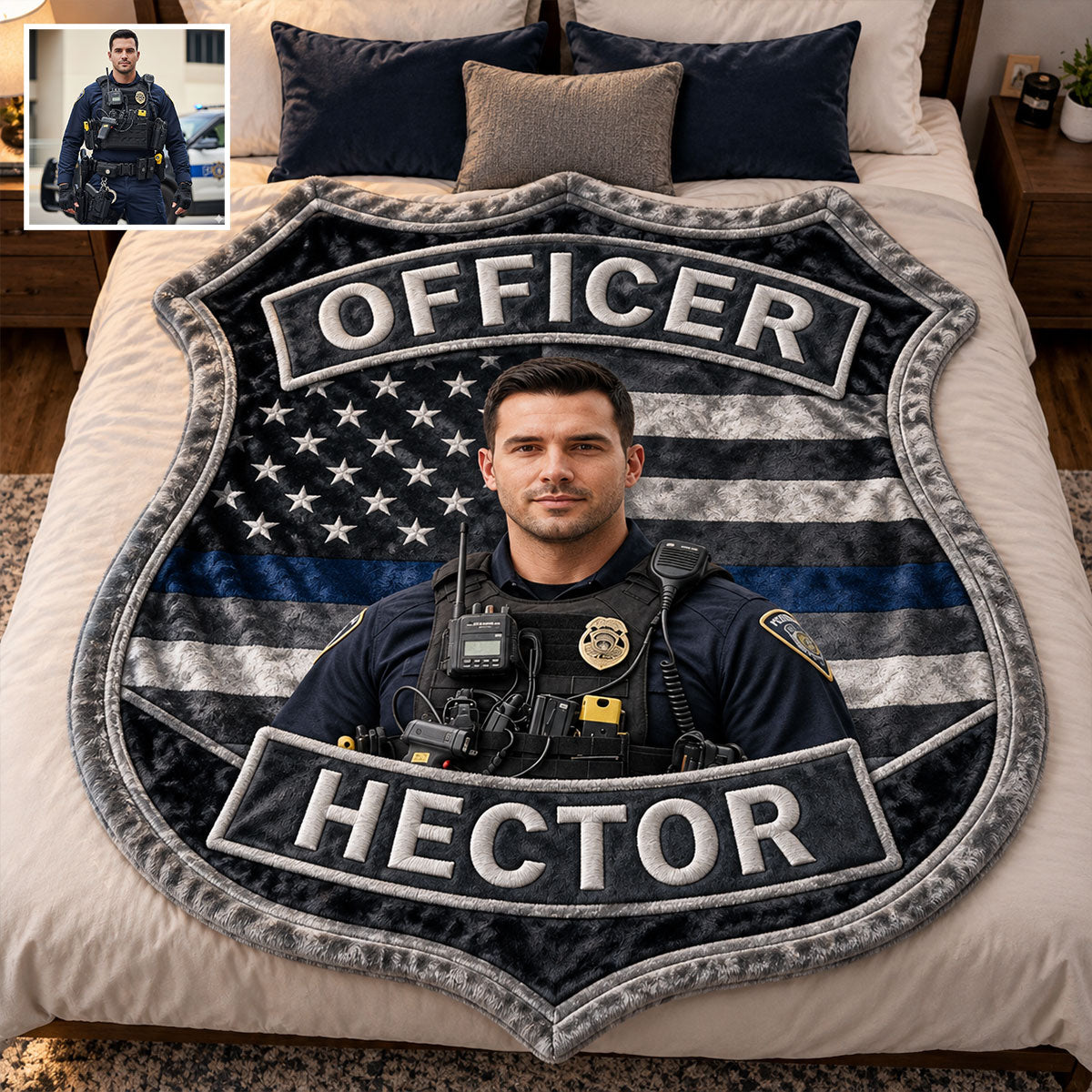 Proud Police - Personalized Police Officer Shaped Fleece Blanket