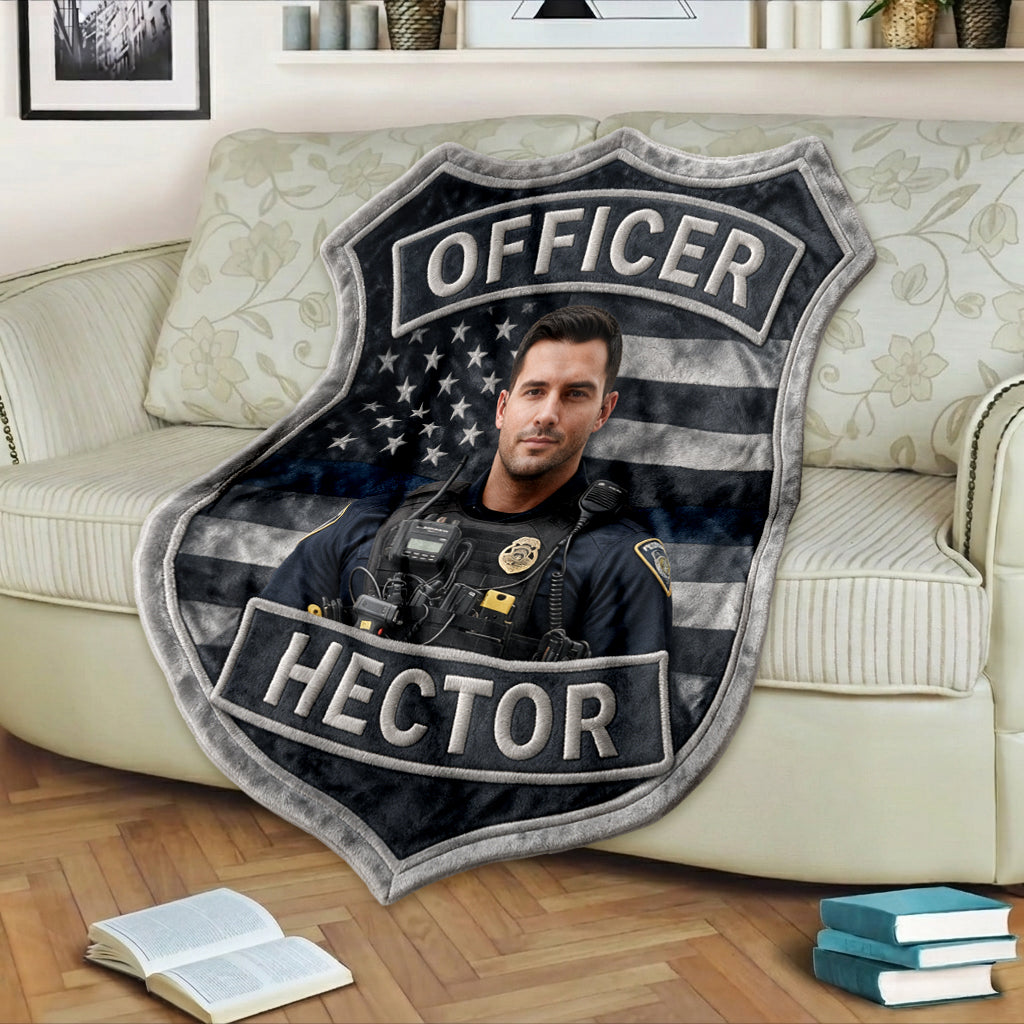 Proud Police - Personalized Police Officer Shaped Fleece Blanket