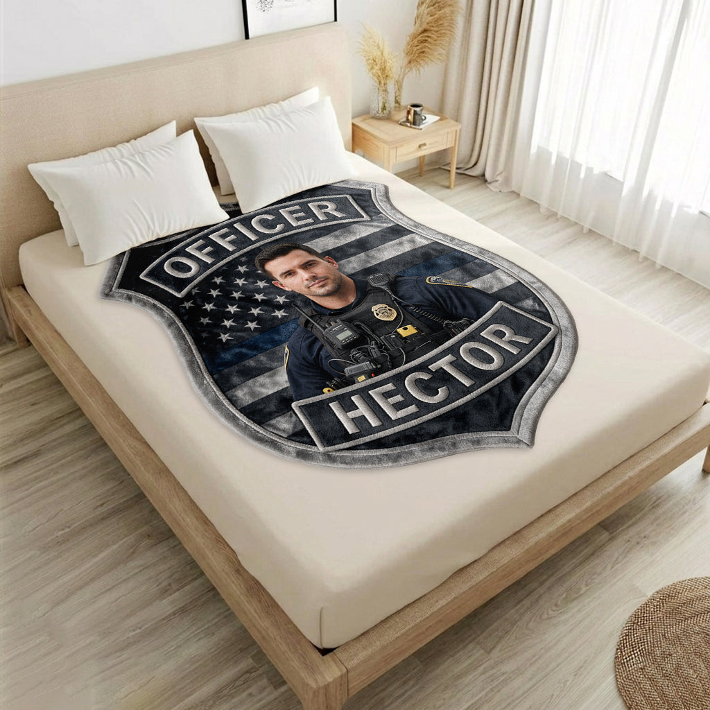 Proud Police - Personalized Police Officer Shaped Fleece Blanket