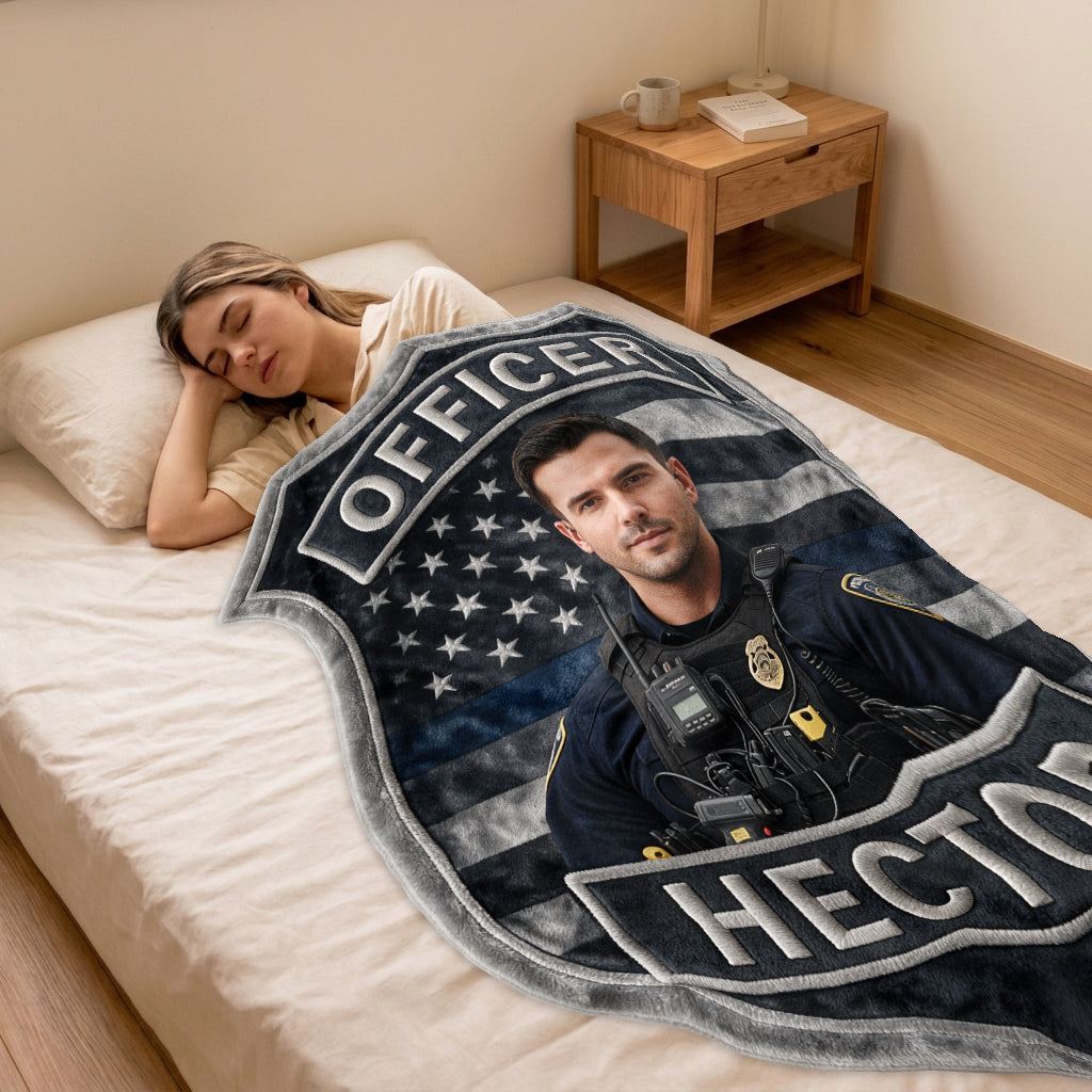 Proud Police - Personalized Police Officer Shaped Fleece Blanket