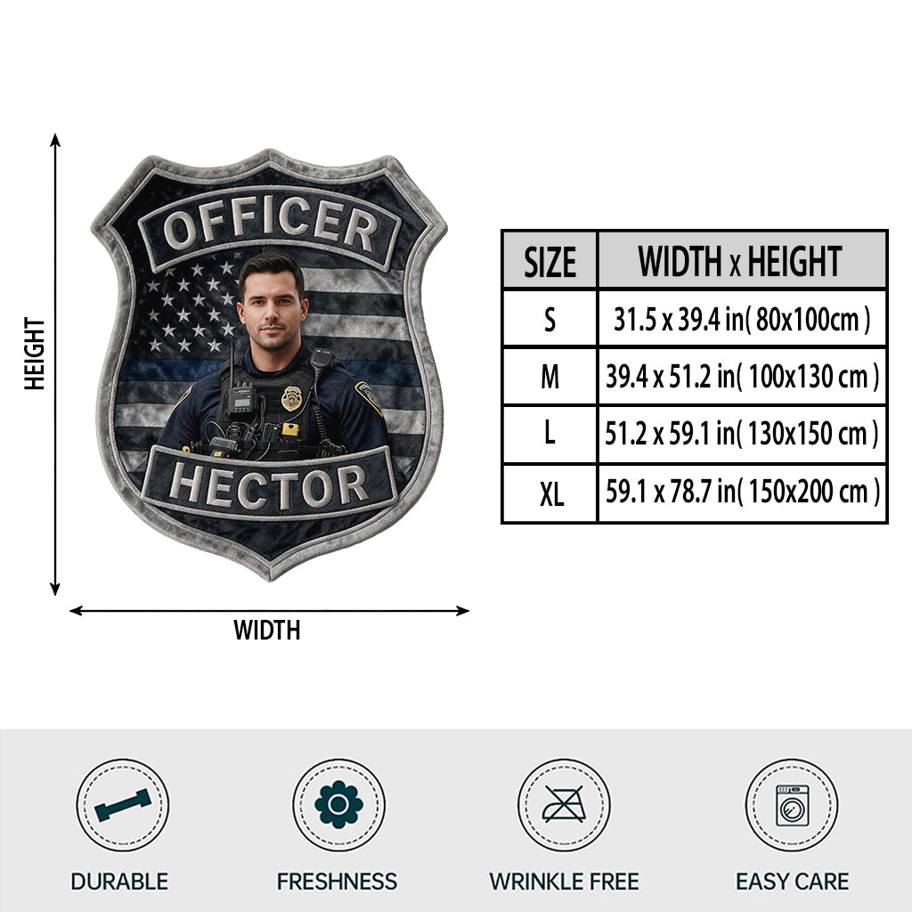Proud Police - Personalized Police Officer Shaped Fleece Blanket