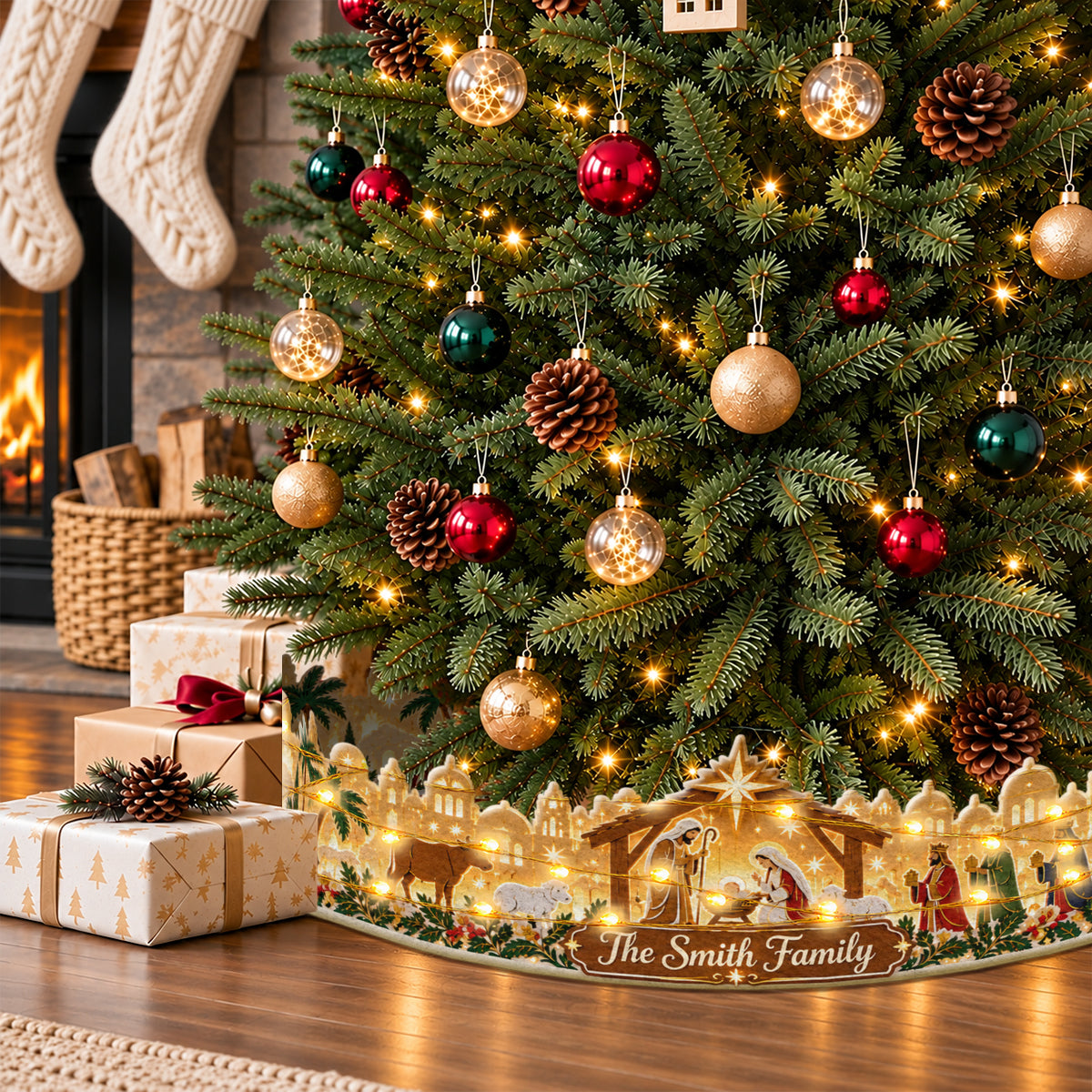 Nativity Sence - Personalized Christian LED Light Tree Collar