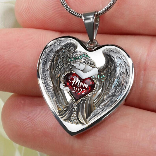 Angel Wings - Personalized Memorial Heart Pendant Necklace