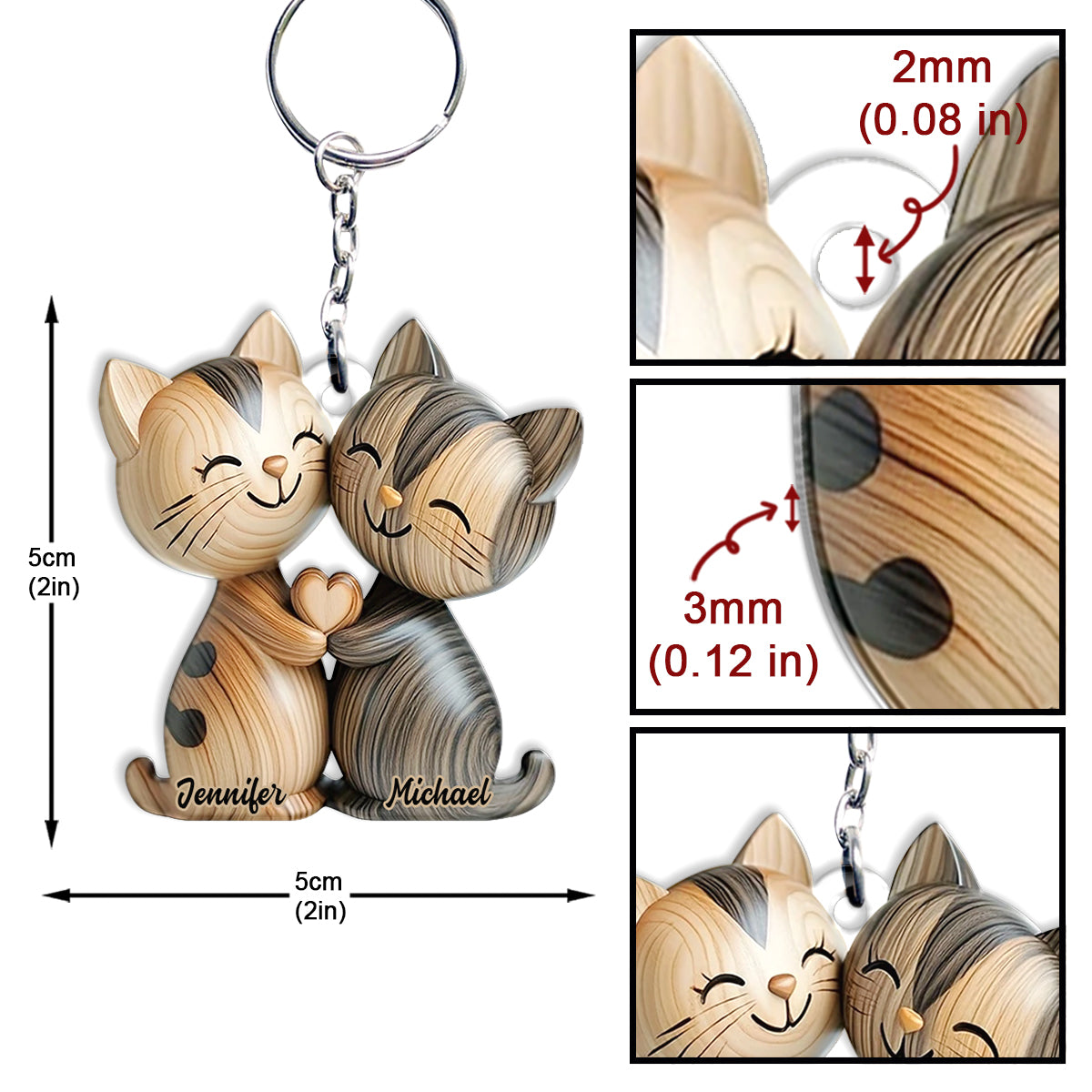 Niedliches Katzenpärchen – personalisierter Katzen-Schlüsselanhänger