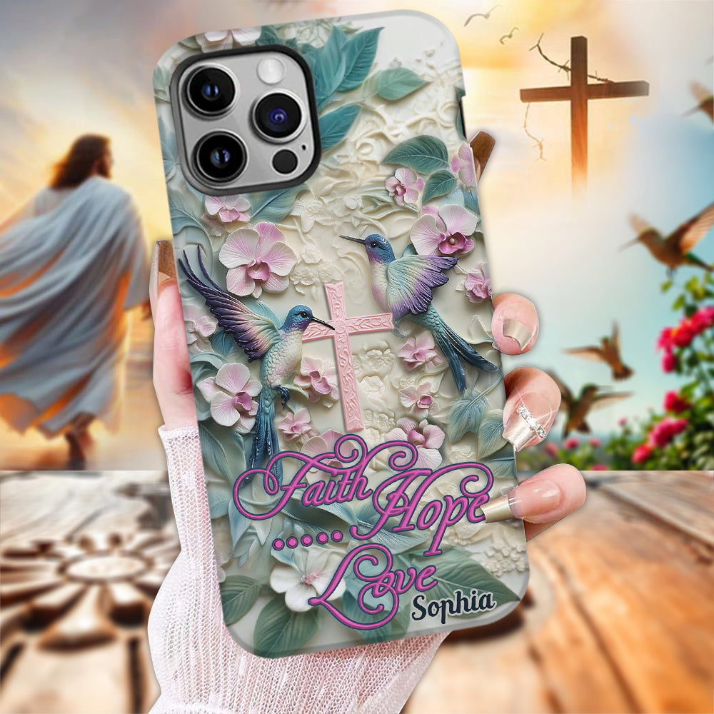 Foi, Espérance, Amour - Coque de téléphone personnalisée avec colibri - Impression intégrale