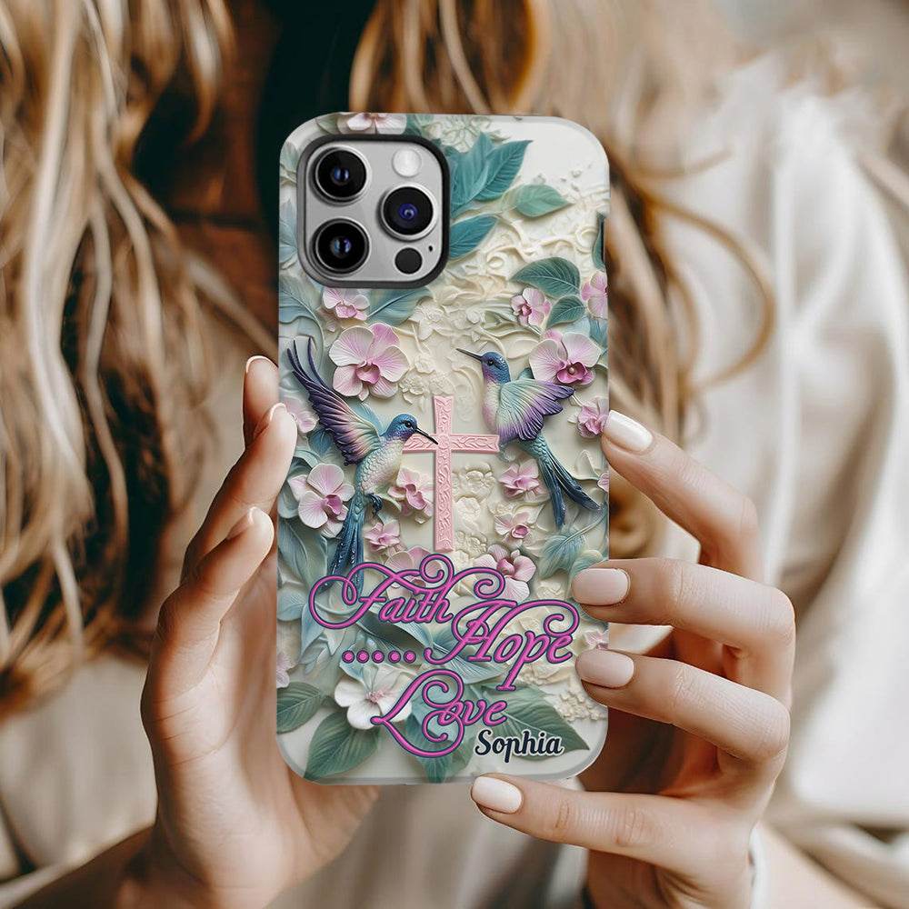 Foi, Espérance, Amour - Coque de téléphone personnalisée avec colibri - Impression intégrale