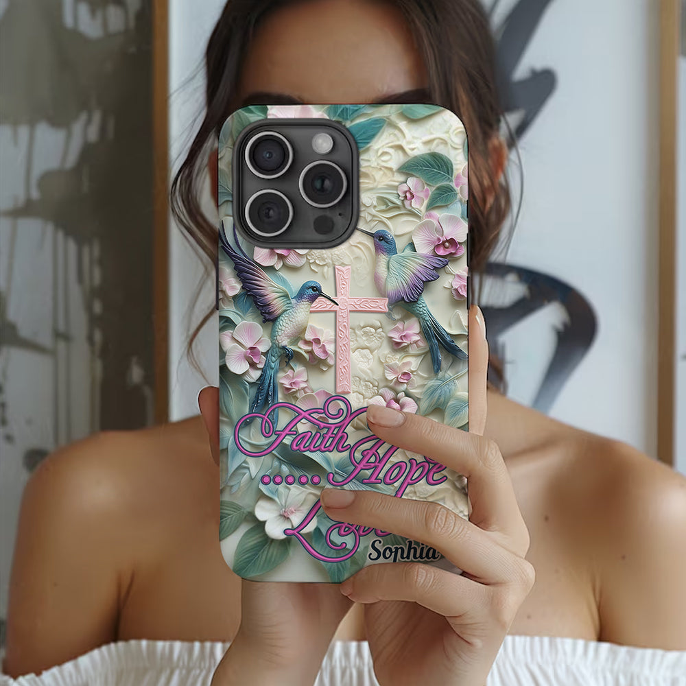 Foi, Espérance, Amour - Coque de téléphone personnalisée avec colibri - Impression intégrale