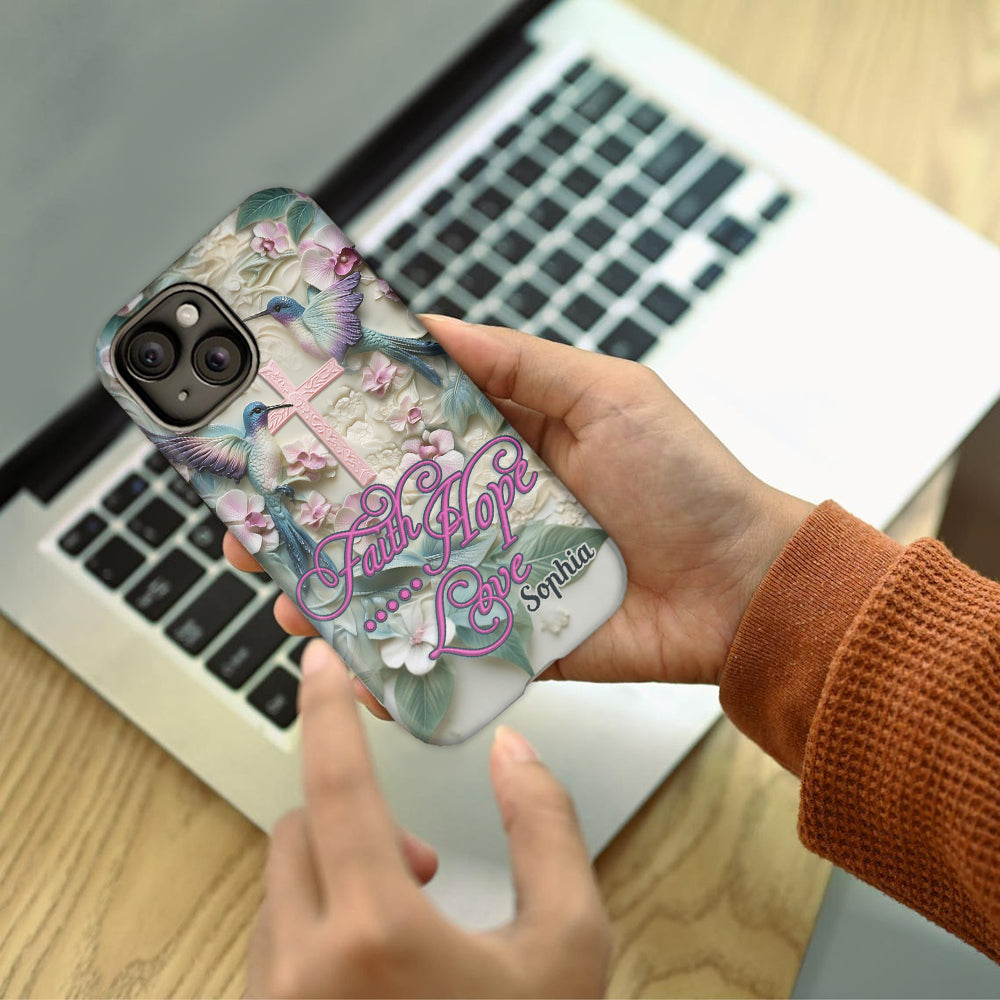 Foi, Espérance, Amour - Coque de téléphone personnalisée avec colibri - Impression intégrale