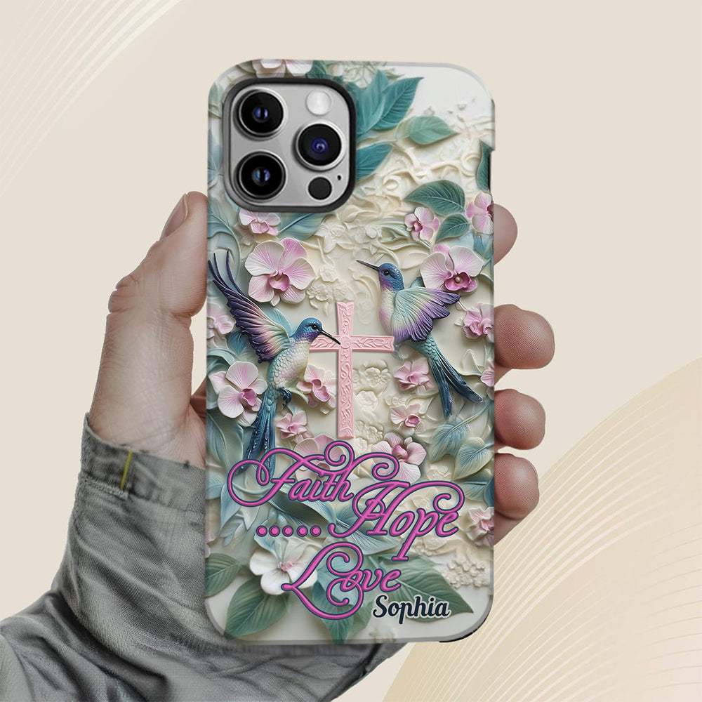 Foi, Espérance, Amour - Coque de téléphone personnalisée avec colibri - Impression intégrale