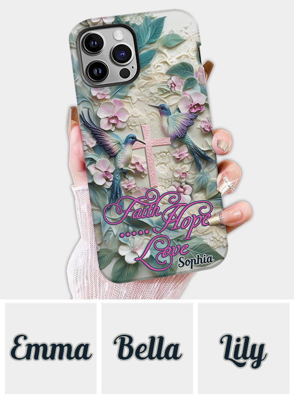 Foi, Espérance, Amour - Coque de téléphone personnalisée avec colibri - Impression intégrale