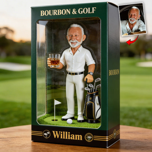Whiskey, Bourbon, Wein und Golf - Personalisierte Golf-Acrylplakette