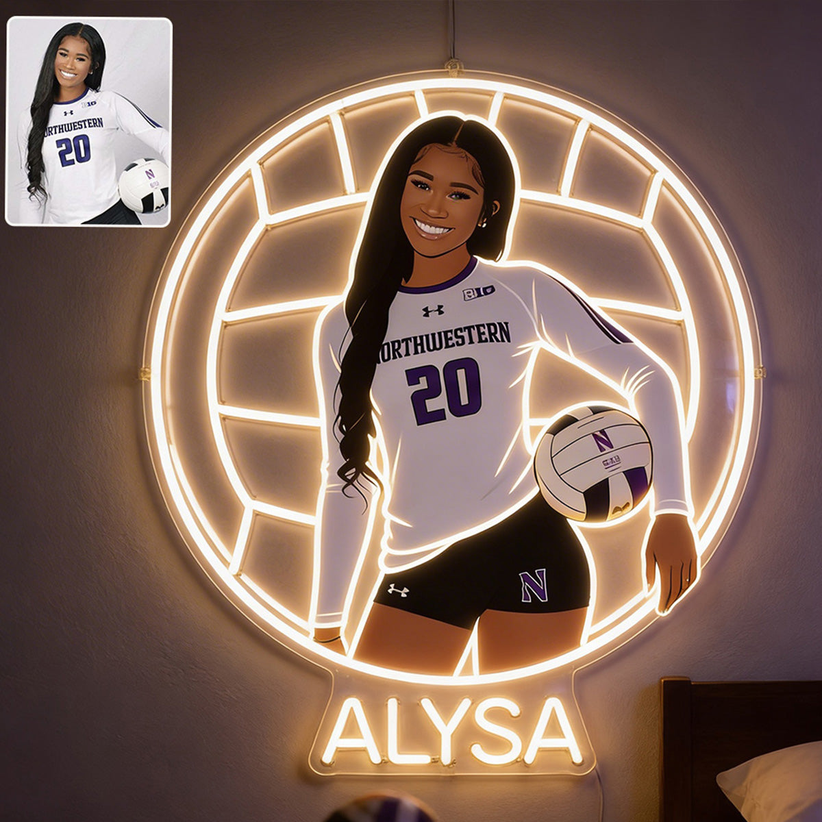 Any Sport - Personalisierte Volleyball LED Licht Acrylschild