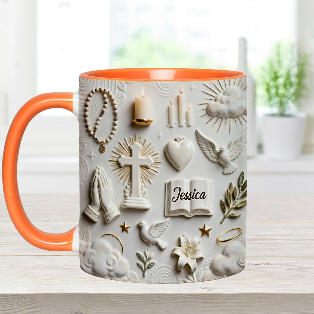 Glaube statt Angst – Personalisierte Tasse und Untersetzer mit christlichem Motiv