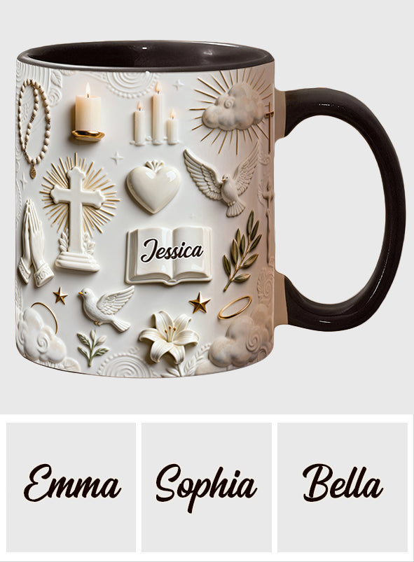 Glaube statt Angst – Personalisierte Tasse und Untersetzer mit christlichem Motiv