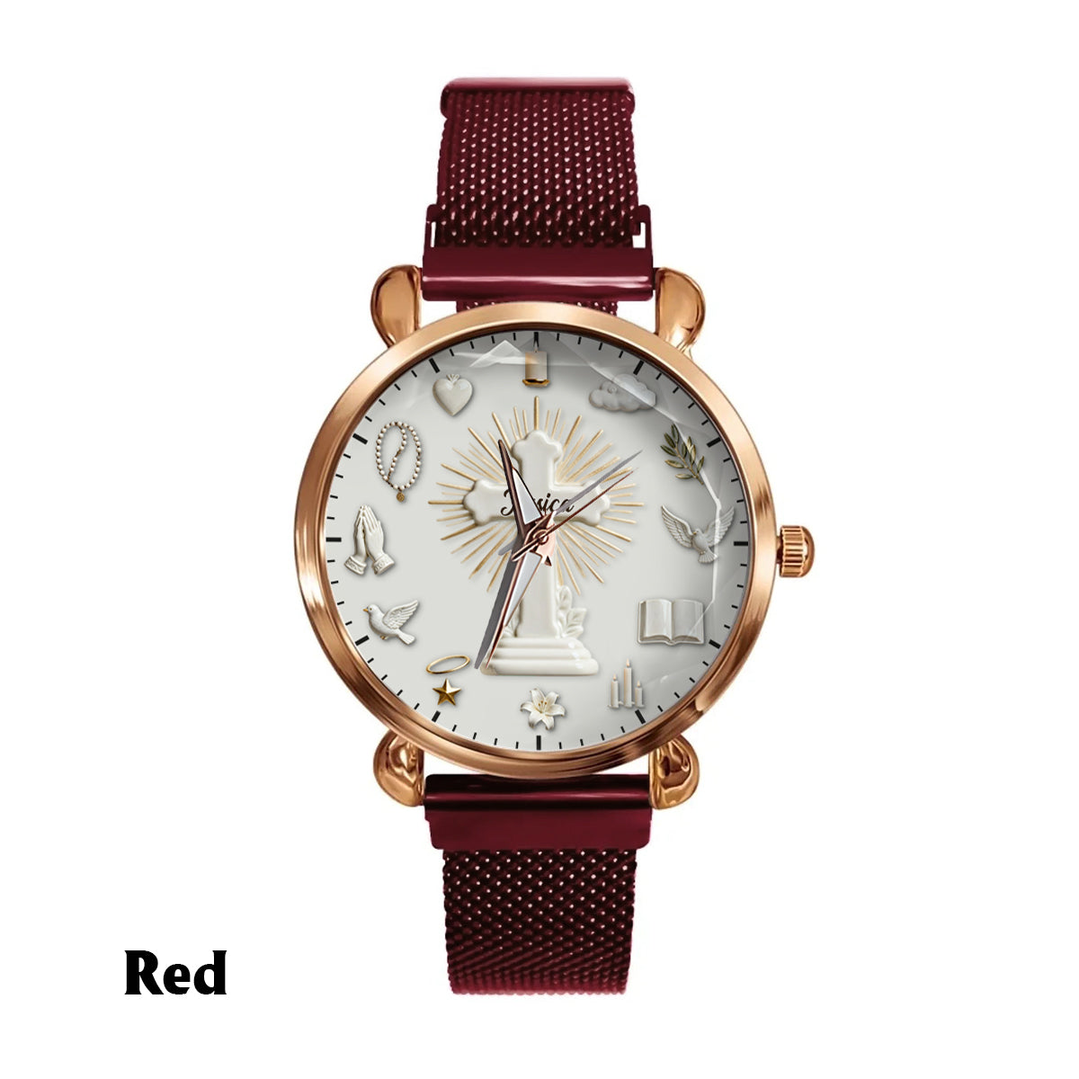 La foi plutôt que la peur - Montre-bracelet chrétienne personnalisée pour femmes 