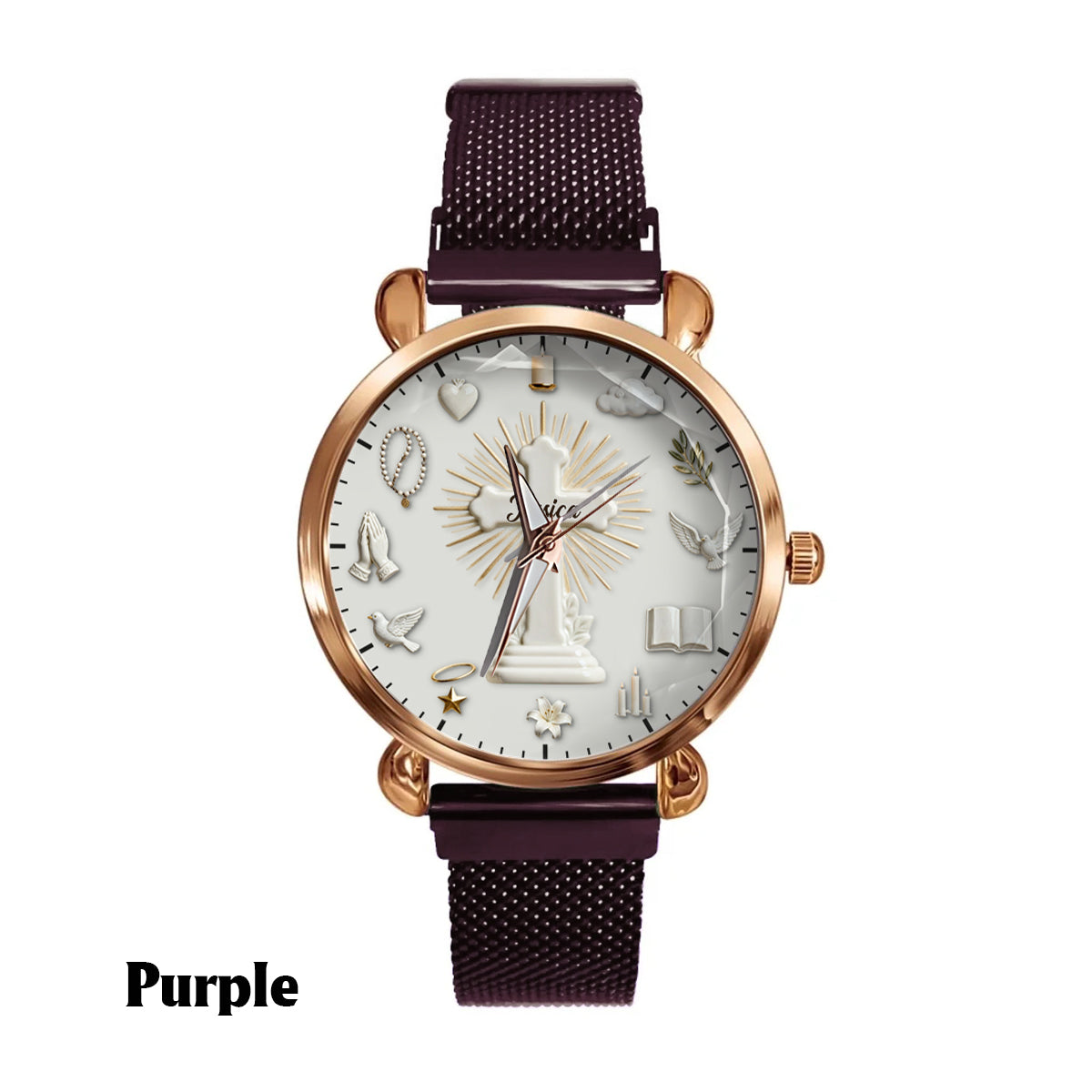 La foi plutôt que la peur - Montre-bracelet chrétienne personnalisée pour femmes 